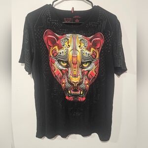 AY GUEY Black Shirt Bold Panther Design Made In Mexico Size Medium